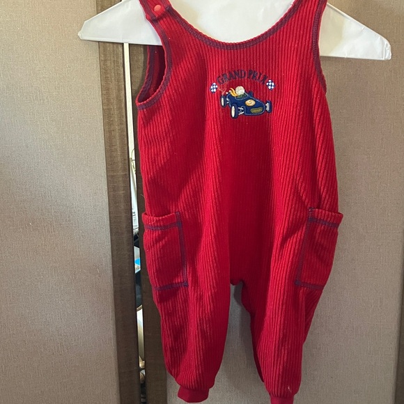 okie dokie Other - Okie Dokie Red Baby Overalls with Car Design 12 months